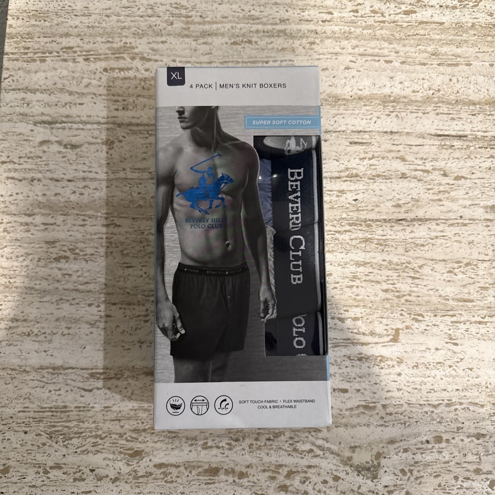 NEW In Box‎ Men's Boxers Beverly Hills Polo Club Knit Size XL Underwear 4-Pack
